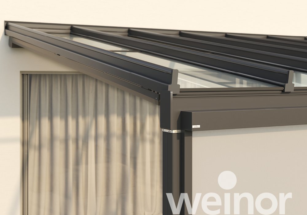 Toit de terrasse en verre weinor Terrazza Sempra Gros plan