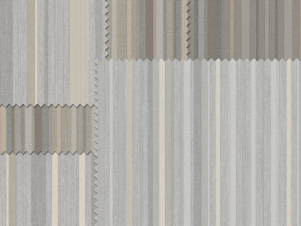 Textuur van een geweven stof in grijs- en beige tinten met een vierkant patroon.