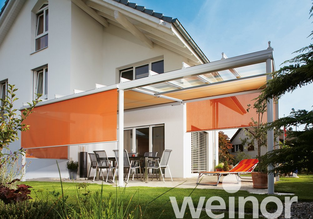Glas-Terrassendach weinor Terrazza Originale mit VertiTex, ohne LED Beleuchtung 