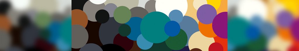 Farbenfrohe, runde Formen in verschiedenen Größen und eine Vielzahl von Farben.
