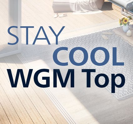 Text overlay on a bright, warm-toned image featuring a floor and a patterned rug.