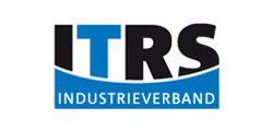 Logo des ITRS mit schwarzer Schrift und blauem Hintergrund, zeigt den Schriftzug "INDUSTRIEVERBAND".