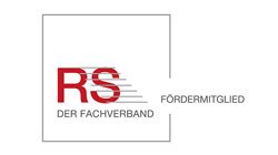 Logo mit Rechteck und der Schrift "RS" in Rot, unterlegt mit "DER FACHVERBAND" und "FÖRDERMITGLIED".